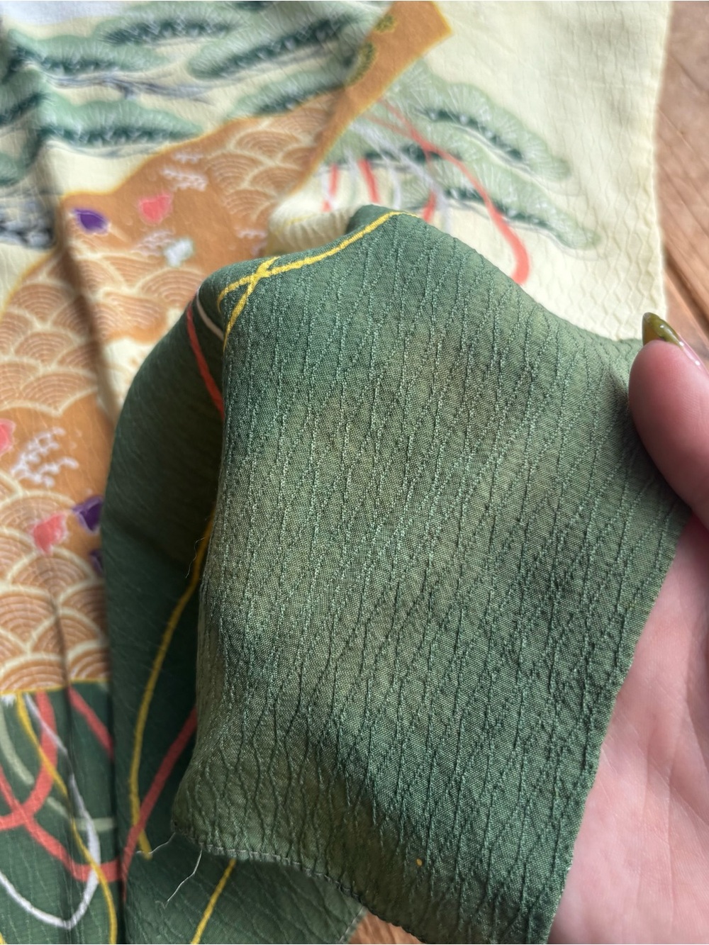 Japanese Style Square Multicolor Scarf - Picture 2 of 5